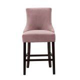 Buttoned Counter Chair,Solid Wood Stool chair with fabric in Velvet pink