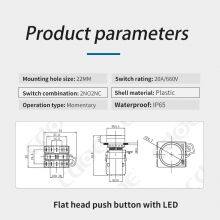 Ip65 22mm Plastic Red Flat Round Head 10a 1no1nc Start Stop Push Button Switch Momentary thumbnail-3