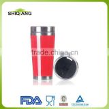 16oz good quality red color stainless steel thermal mugs with cover