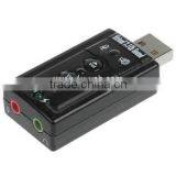 Black 4U Virtual 7.1 Channel USB Sound Adapter