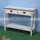 3 Drawers Shabby Wood Console Table White thumbnail-6