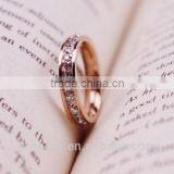 Super Flash Titanium Steel 18k Rose Gold Plated Full Paved AAA CZ Diamond Stone Ring thumbnail-6