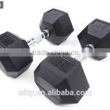 2015 NEW High Quality Hexagonal Rubber Dumbbell Black Rubber Coated Hex Dumbbells thumbnail-1