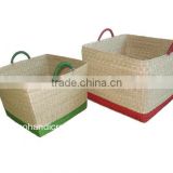 Square Palm Leaf Basket SD4721A/2MC, for Home Decoration, not Alibaba Express