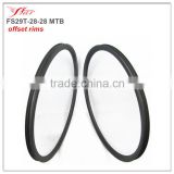 NEW offset carbon clincher rims 28mm x 28mm hookless, customized MTB rims with disc braking, 16H-31H available