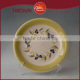 Hot Selling Red Strip Ceramic Handpainted Round Plate thumbnail-3