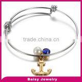 Love Style Beautiful Anchor Stainless Steel Adjustable Bangle Bracelet Friendship thumbnail-1