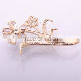 Zhejiang Wholesale Women Crystal Silk Flower Gold&Silver Plated Alloy Brooch Pin Banquet Party // thumbnail-2