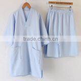 100% Cotton Waffle Robe Blue Waffle Bathrobe Thin Robe For Summer and Spring Hotel Bathrobe thumbnail-2