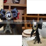 2015 fashion white pearl and fabric butterfly brooch