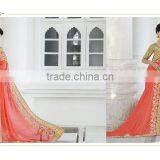 Bridal Georgette Orange Buy Online Embroidered Sarees thumbnail-1