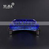 Light Blue Half Round Brushed Satin Nickel Glass Knob thumbnail-2