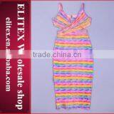 2015 HOT Red Rainbow Fashion Braces Skirt Plus Size Bodycon Bandage Dress thumbnail-2