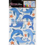 2 x Fantastic Removable Glitter Wall Bedroom Room Stickers - Blue Dolphins Design