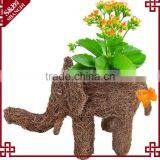 Cute Natural Material Woven Indoor Decorative Animal Elephant Planter thumbnail-1