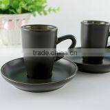 China Supplier New Premium Custom Wholesale Black Porcelain Coffee Cup Saucer thumbnail-2