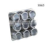 Wholesale 9 Pcs Magnetic Spice Tin Jar Set With Metal Tray and pp Lid thumbnail-1
