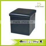 Red Faux Leather Storage Ottoman Cube Portable Foot Rest Stool thumbnail-4