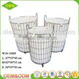 Wholesale Custom High Quality Handmade White Durable Wicker Metal Fabric Laundry Basket thumbnail-4