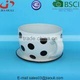 With Black Polka Dots Ceramic Cup With Saucer for Flowers thumbnail-4