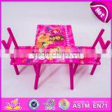 2017 New Design Home / School / Pink Wooden Girls Table and Chairs W08G197 thumbnail-2