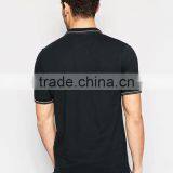 Custom Short Sleeve Button Placket Collar Cuff Tip Black Men's 97% Polyester 3% Spandex Breathable Pique 200g Casual Polo Shirt thumbnail-2