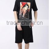 SZXX T324 Lastest Black Custom Design Printed Cotton T-shirt Mens