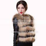 CX-G-B-122B Women Genuine Fur Clothing Fashion Real Raccoon Fur Vest thumbnail-1