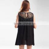 Black O Neck Korean Lace Casual Blouse for Fat Woman thumbnail-2