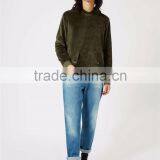 MGOO Plain Basic Velour Classic Fit Hoodie Front Pocket Olive Green Velvet Pullover Men thumbnail-5