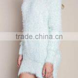MGOO New Arrival Women Green Fuzzy Sweaters Fashion Fur Loose Long Sweaters For Ladies 2016 thumbnail-3