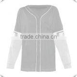 Fashion Design Ladies Baseball Jersey Two Tone Couble Sleeve Baseball Tee Custom Baseball Top Wholesale thumbnail-2