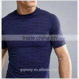 OEM Sportwear T Shirt New Design Dry Fit SPORT Short Sleeve Compression Top In Navy thumbnail-3