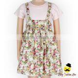 Summer Frock Design Cotton Flower Pattern Printed Baby Girl Suspender Floral School Uniform Rustic Dress thumbnail-2