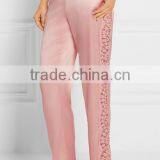 High Quality Custom Made Ladies Wearing Wholesale Silk-Blend Satin Pajama Decorated With Lace thumbnail-5