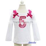 Girls Bling Hot Pink 5th Birthday White Long Sleeves Tee 1-7Y thumbnail-1