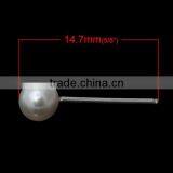 Acrylic Pearl Imitation Earring Findings Ear Studs Findings Round Beige With Stoppers 4.0mm, 100Pairs thumbnail-2