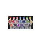 Long Life Battery White Wristband Colored Dial Silicone Ice Watch For Ladies