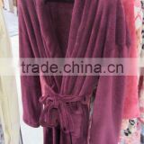 night plain coral fleece bath robe for ladies