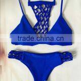 Hand Knitted Multi Rope Swimwear Bikini/ Yln Blue Halter Bikini Swimwear/ Fancy Bikini Set Swimwear Beachwear