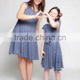 Mother and Daughter Clothes Dresses Dark Blue Woman Fashion Dress thumbnail-1