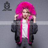 Goods in Stock 2017 New Arrive Black Bomber Jacket With Raccoon Fur Collar thumbnail-5