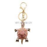 Wholesale Fashion Gold Plating White&pink Rhinestone Key Chain Turtle Jewelry