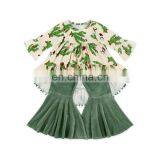 Cute Baby Christmas Green Stripe Flamingo Pom Pom Tunic And Bell Bottoms Girls Boutique Clothing Wholesale Children Clothes USA thumbnail-4