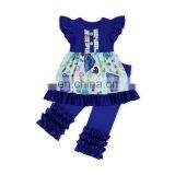 Children Blue Color Clothing Set Girl Daily Casual Colorful Printing Clothing Set thumbnail-1