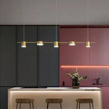 Gold or Black Simple LED Chandelier Modern Kitchen Island Long Hanging Light Dining Bar Office Coffee Restaurant Pendant Lamp