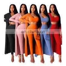 Manufacturer Customized Logo Spring and Autumn Women's Long-sleeved Fashion Sports Robe Jacket Three-piece Suit thumbnail-1