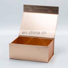 Custom Elegant Flat Fold Pack Bulk Magnetic Closure Rose Gold Gift Box With Ribbon Bow thumbnail-3