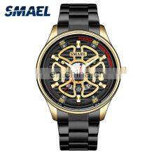 SMAEL 9180 Quartz Watch For Men SMAEL Golden Watches Waterproof Auto Date Male Clock Analog Stainless Steel Watches thumbnail-1