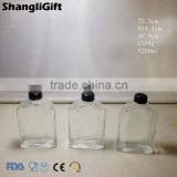 200ml Flat Glass Bottle For Liquor Wine Black Cap thumbnail-1